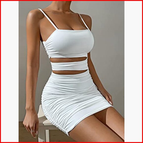 Women's Bodycon Mini Dress Hollow Out Spaghetti Strap Club Party - Picture 5 of 7